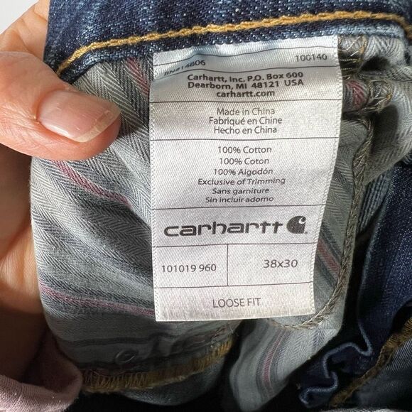 Carhartt Men's Dark Blue Loose Straight Leg Jeans Size 38 - Picture 5 of 7